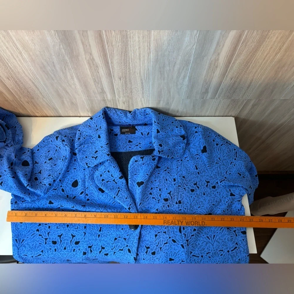 Andria Lieu Collection Blue Lace Pattern Button-Up Jacket - Picture 8 of 12